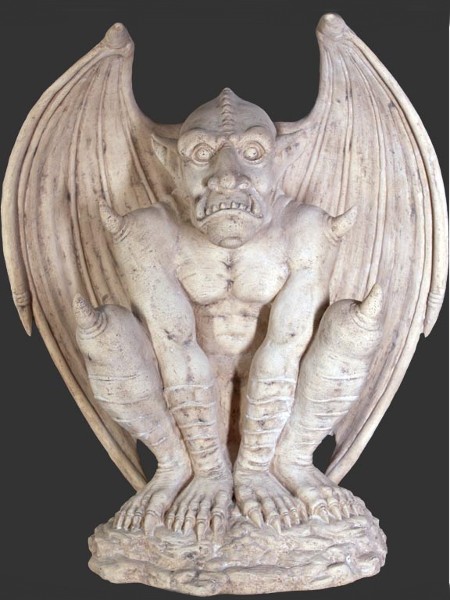 Décor Halloween diable tombeau statue imitation pierre