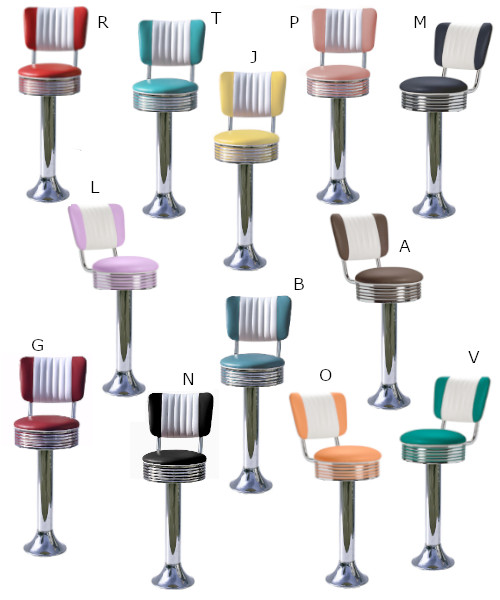 Aménagement bar restaurant tabouret Diner Américain 1960