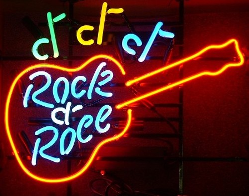 rock'n roll guitar neon sign